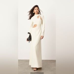 Elegant Cream Cut-Out Dress